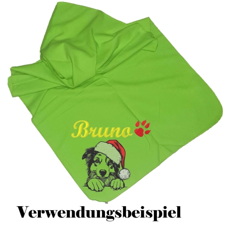 Stickdatei Australian Shepherd  mit Mütze Hund Hanky