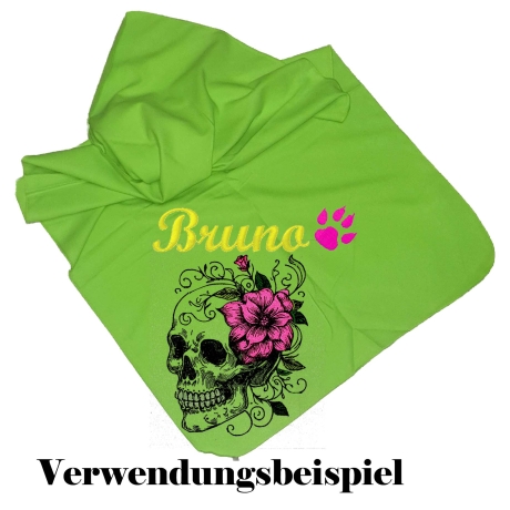 Stickdatei Totenkopf mit Blumen Kaja bunt