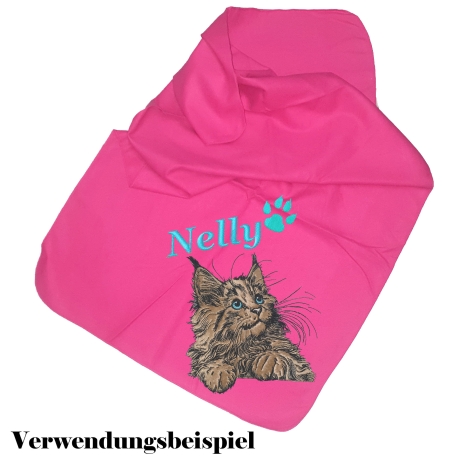 NEU Stickdatei Applikation Maine Coon Katze Kiss 