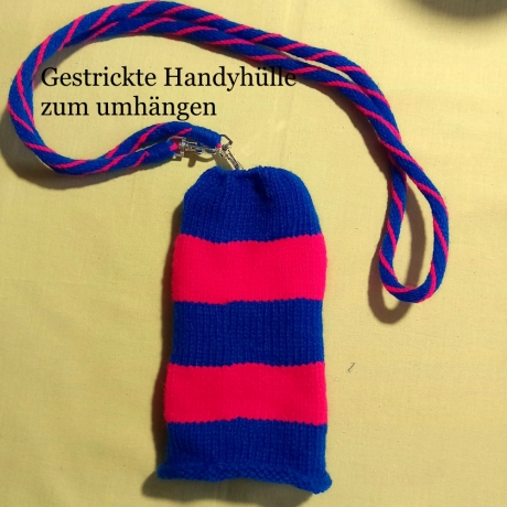 gestrickte Handytasche Handyhülle Smartphonhülle zum umhängen
