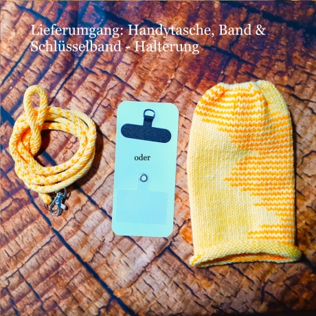 Handytasche Handyhülle Smartphonhülle mit Band zum umhängen Gelb