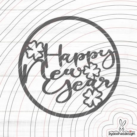 Happy New Year Kreis Plotterdatei SVG DXF 