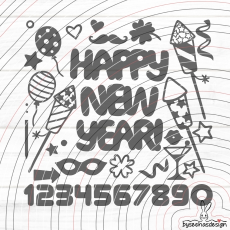 Happy New Year Plotterdatei SVG DXF