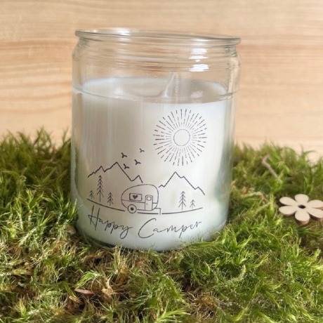 Campingsaison  Kerze im Glas Camping & Vanlife mit Botschaften
