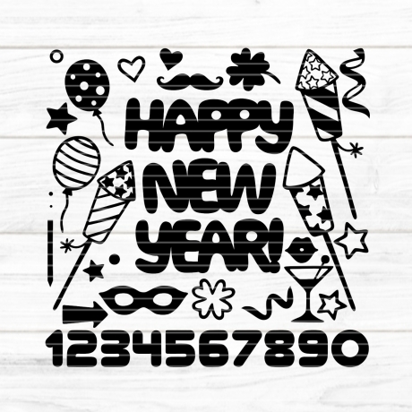Happy New Year Plotterdatei SVG DXF FCM