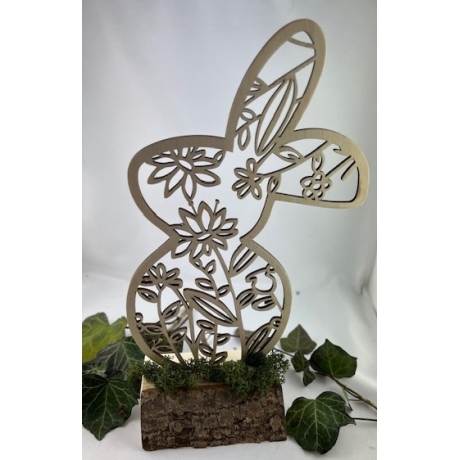 Hase Floral Blumig aus Pappel Holz, Laserschnitt, Deko Ostern