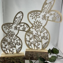Hase Floral Blumig aus Pappel Holz, Laserschnitt, Deko Ostern