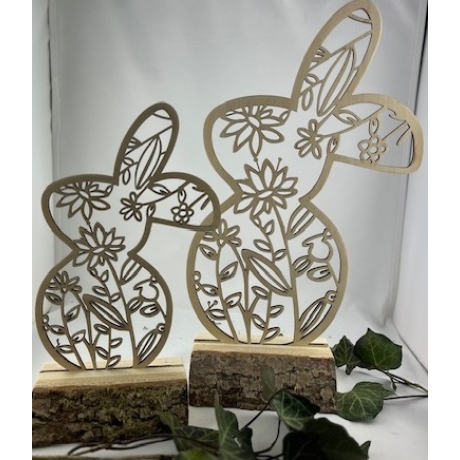 Hase Floral Blumig aus Pappel Holz, Laserschnitt, Deko Ostern