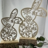 Hase Floral Blumig aus Pappel Holz, Laserschnitt, Deko Ostern