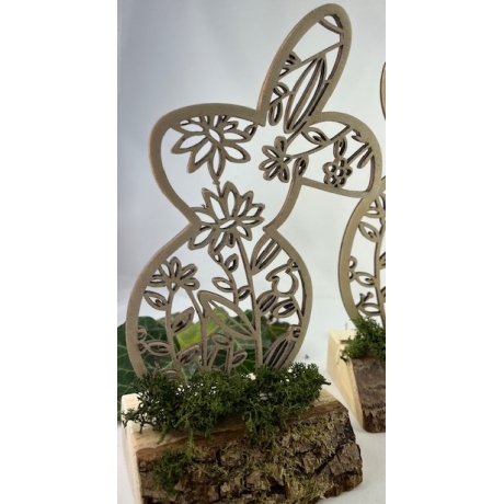 Hase Floral Blumig aus Pappel Holz, Laserschnitt, Deko Ostern