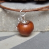 Haselnuss Anhänger mit Schlüssel-Charm aus 925 Silber