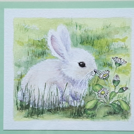 Bild Original Aquarell Hase Gänseblümchen Wandbild Gemälde 25x19