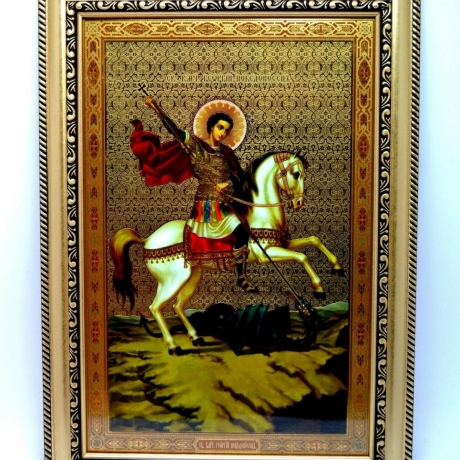 Ikone  Sankt Georg, 28 x 24 x 1,7 cm, Holz