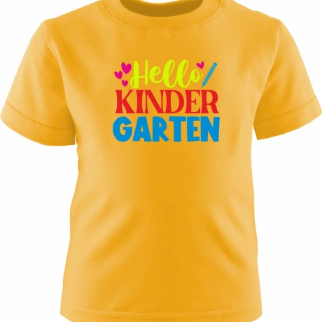 Kinder Kurzarm T-Shirt bedruckt mit HELLO KINDERGARTEN
