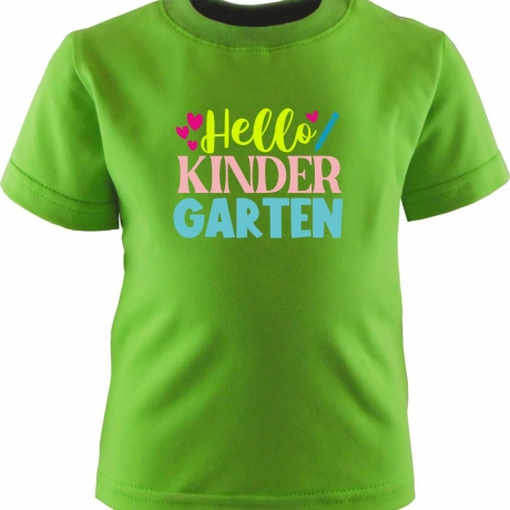 Kinder Kurzarm T-Shirt bedruckt mit HELLO KINDERGARTEN