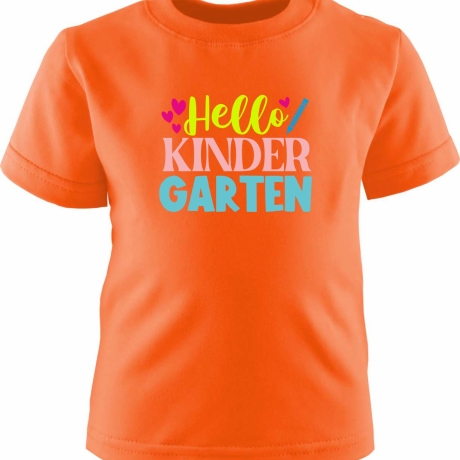 Kinder Kurzarm T-Shirt bedruckt mit HELLO KINDERGARTEN