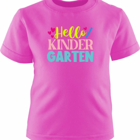 Kinder Kurzarm T-Shirt bedruckt mit HELLO KINDERGARTEN