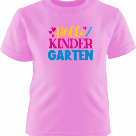 Kinder Kurzarm T-Shirt bedruckt mit HELLO KINDERGARTEN