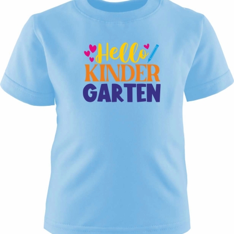 Kinder Kurzarm T-Shirt bedruckt mit HELLO KINDERGARTEN