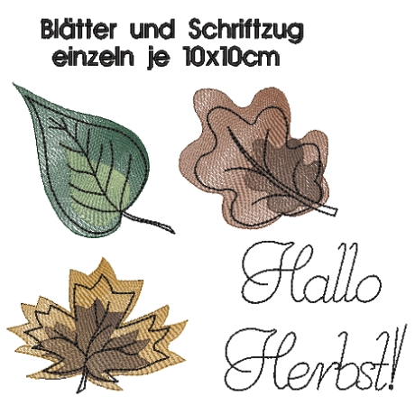 Stickdatei Herbst Blätter Herbstelemente großes SET