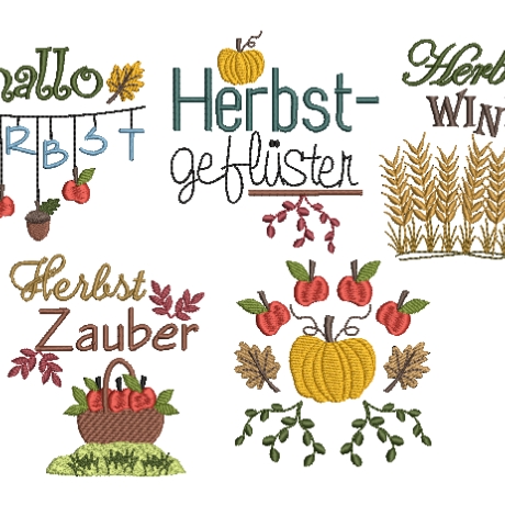 Stickdatei Herbst Motive SET verschiedene Größen 