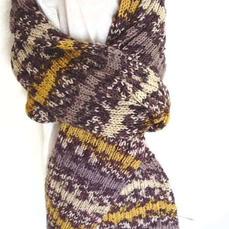 Herrenschal Braun-Beige-Color handgestrickt von Hobbyhaus