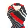 Herrenschal in rot-grau-schwarz handgestrickt von Hobbyhaus