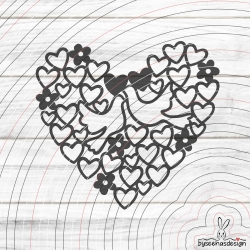Herz mit Tauben Plotterdatei SVG DXF