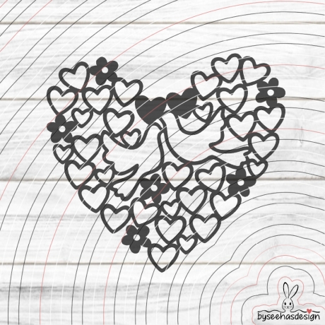 Herz mit Tauben Plotterdatei SVG DXF