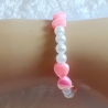 Kinder-Armband Schmuck elastisch Perlen gefädelt Rosa Herzen