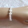 Kinder-Armband Schmuck elastisch Perlen gefädelt Weiß Herzen