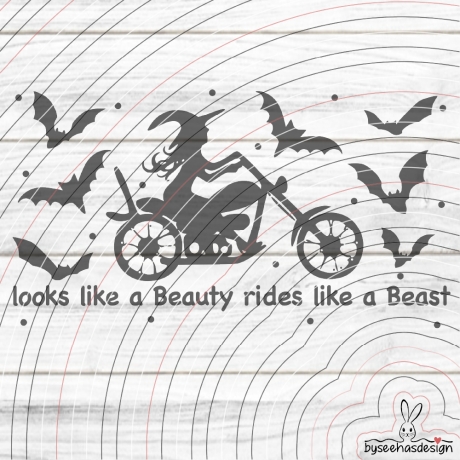 Hexe auf Motorrad Plotterdatei  SVG DXF