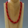 Glasperlenkette gehäkelt, rot gold silber, 46 cm, Häkelkette