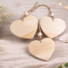 Holzherzen 3-er SET mit Juteschnur und Holzkugel – natürlich