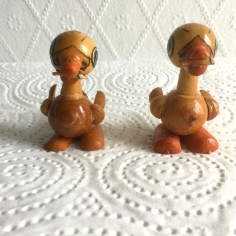 Vintage 2er Set Holz-Küken Holzspielzeug Original DDR 70er Jahre
