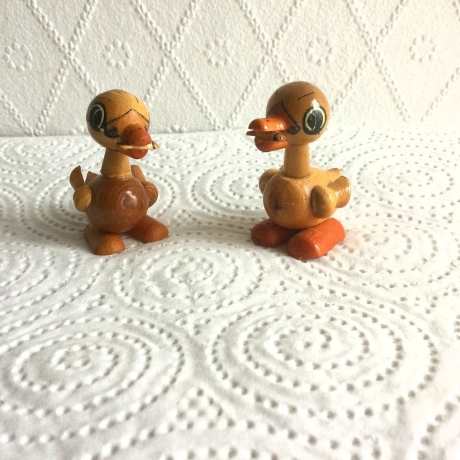 Vintage 2er Set Holz-Küken Holzspielzeug Original DDR 70er Jahre