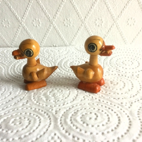 Vintage 2er Set Holz-Küken Holzspielzeug Original DDR 70er Jahre