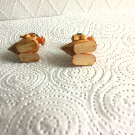 Vintage 2er Set Holz-Küken Holzspielzeug Original DDR 70er Jahre