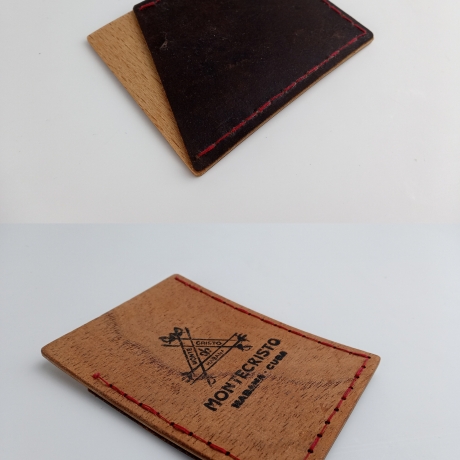 #6 Holzportmonnaie Sperrholz Leder Braun Wallet Leather Upcycling