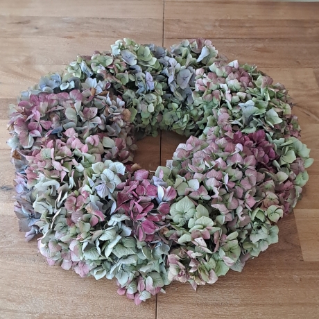 Hortensien Kranz Deko Herbst Tischkranz Wandkranz Trockenblumen