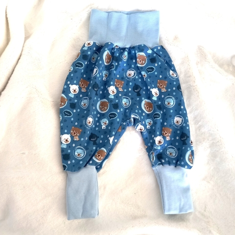 Pumphose blau mit Bärchen Gr. 74 bis 80