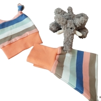 Babyset Pumphose und Mütze Streifen apricot Gr. 62/68