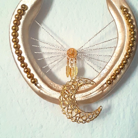 Echtes Hufeisen Glücksbringer Wandschmuck Goldfarben