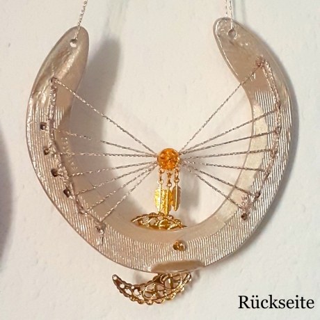 Echtes Hufeisen Glücksbringer Wandschmuck Goldfarben
