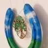 Echtes handbemaltes Hufeisen mit Apfelbaum Glücksbringer 