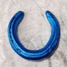 Echtes Hufeisen zum selber dekorieren Glücksbringer Blau-metallic