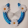 Echtes Hufeisen Glücksbringer Wandschmuck Metallic-Blau 