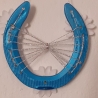 Echtes Hufeisen Glücksbringer Wandschmuck Metallic-Blau 