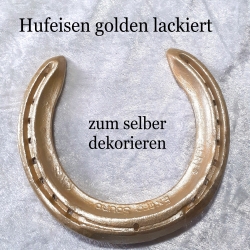 Echtes Hufeisen zum selber dekorieren Glücksbringer Hell-Gold