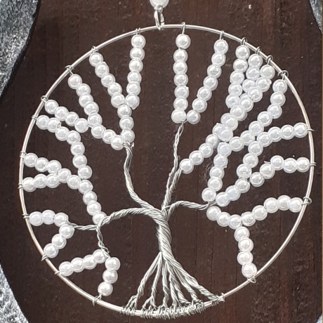 Hufeisen mit Perlen-Baum Glücksbringer Wandschmuck Wohndeko silbe